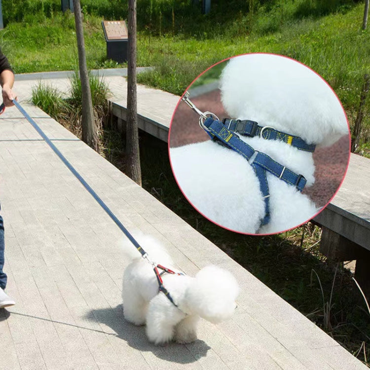 BG-Q1025 Leash+Chest Strap+Collar Thickened Strong Denim Pet Dog Leash