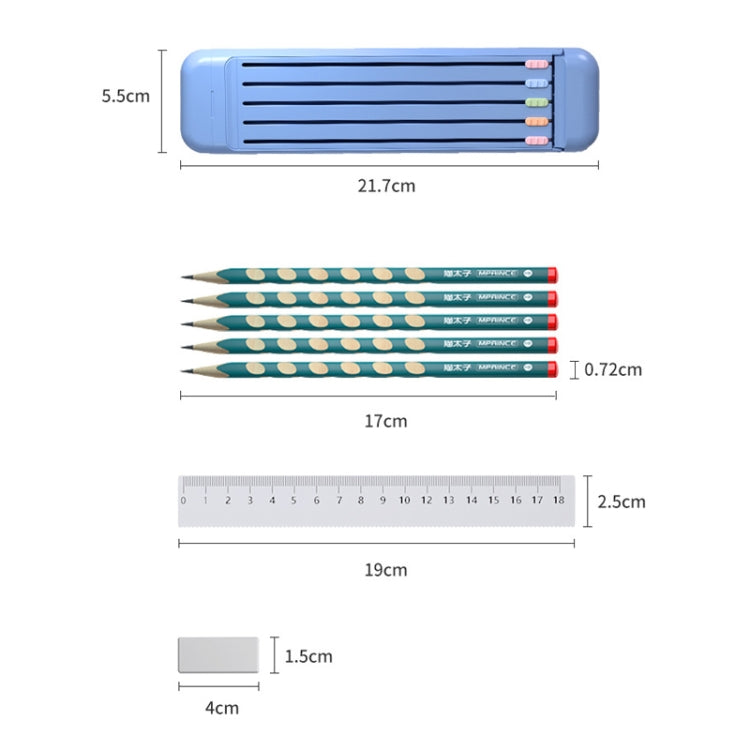 4 in 1 Pencil Eraser Ruler Stationery Box(Light Pink)
