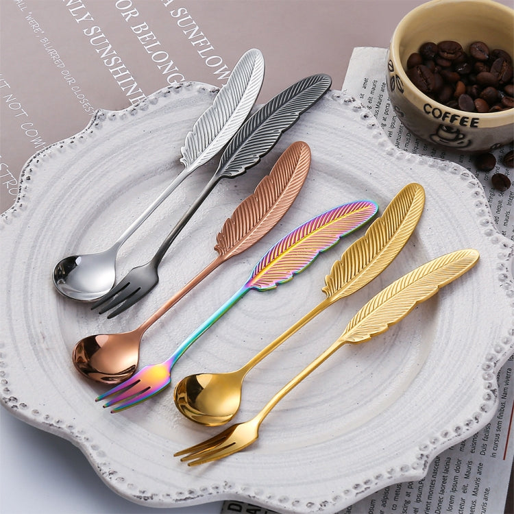 304 Stainless Steel Feather Spoon Fork Literary Tableware,Style: 4 In