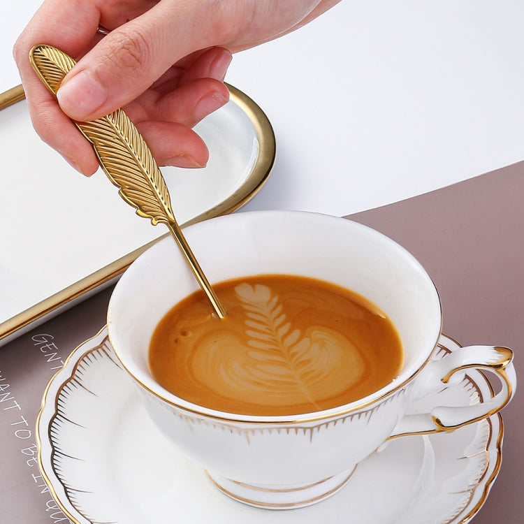 304 Stainless Steel Feather Spoon Fork Literary Tableware,Style: 4 In
