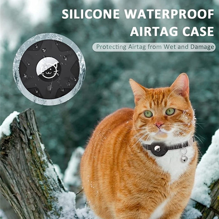 For AirTag Tracker Silicone Case Reflective Pet Cat Collar With
