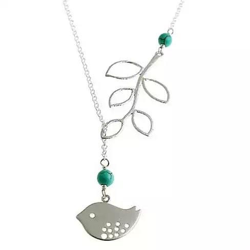TURQUOISE SPRING Beautiful Bird Lariat Necklace