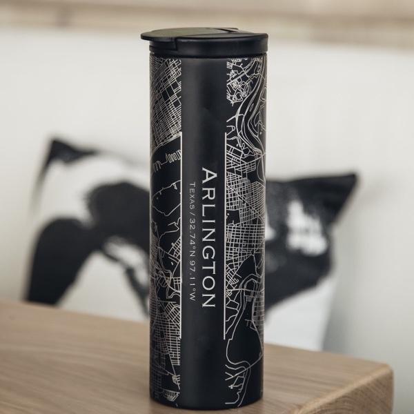 Arlington - Texas Map Tumbler in Matte Black