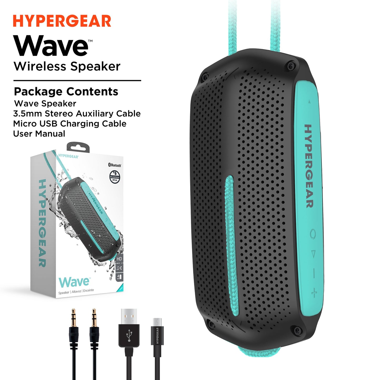 HyperGear Wave Water Resistant Wireless Speaker with Extended Battery