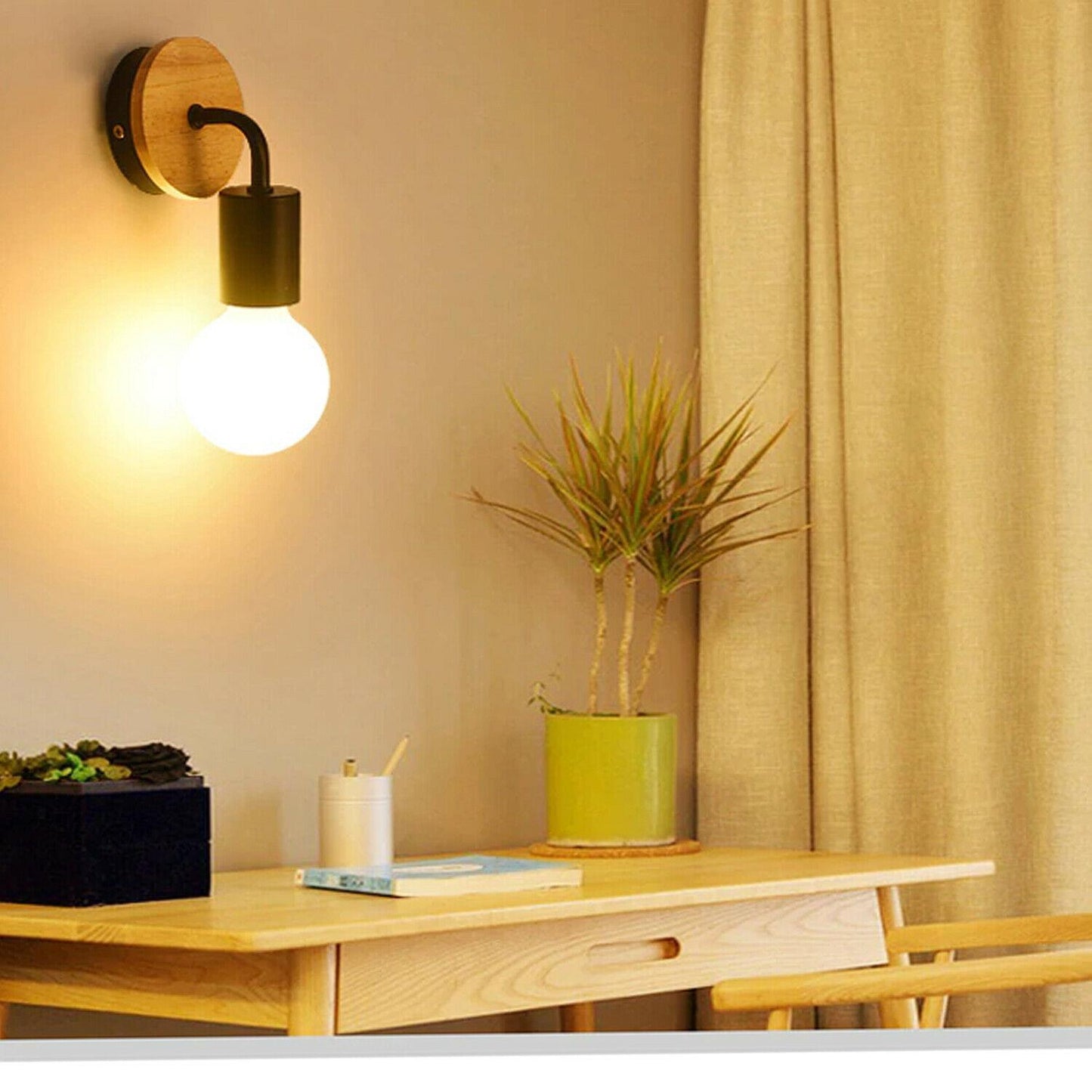 Retro Vintage Industrial Wood Wall Sconce Light Loft Rustic Lamp Light