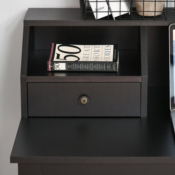 HOMCOM Rectangle Computer Desk with Display Shelves Drawers Home