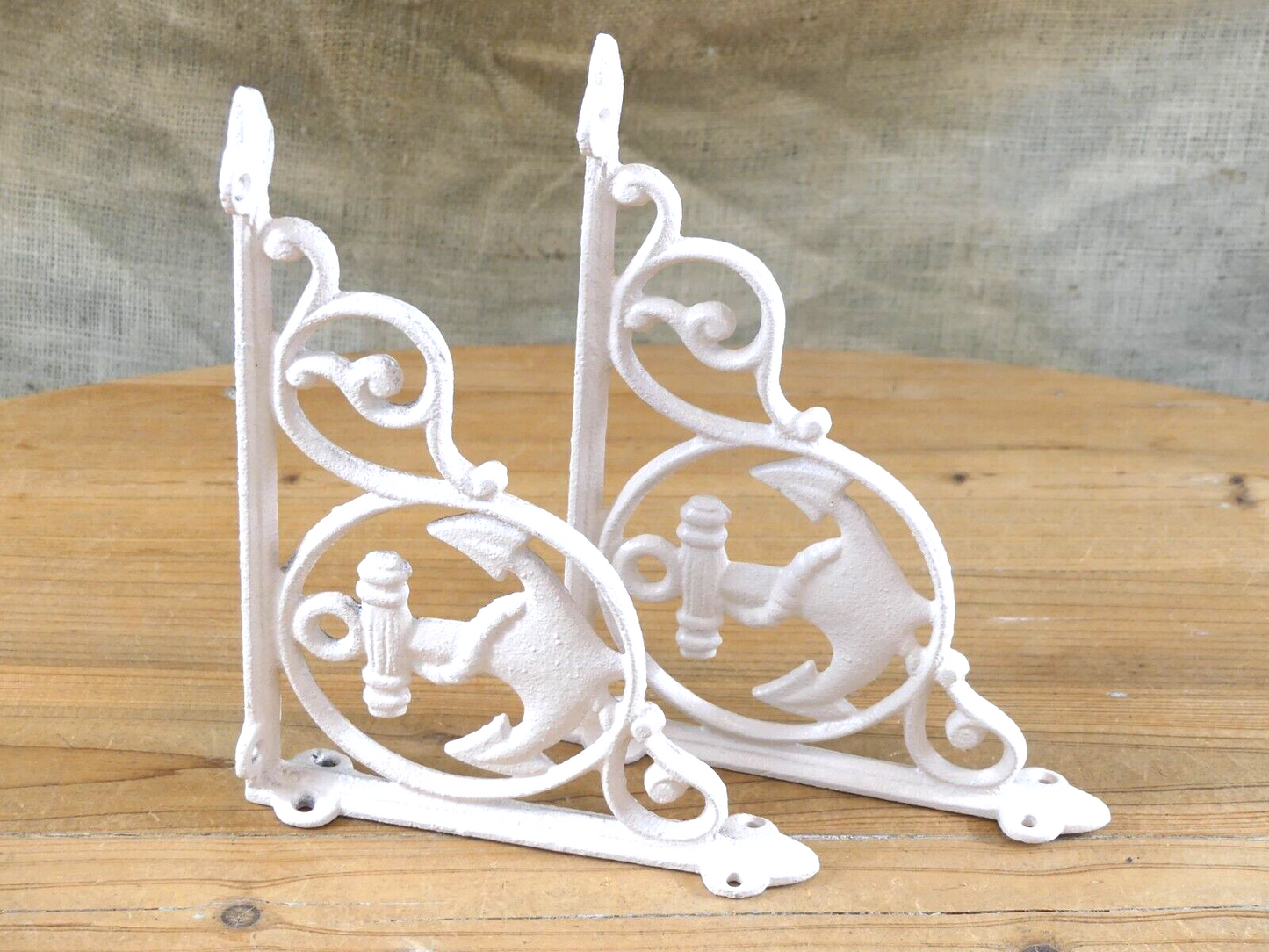 4 Cast Iron Brackets Boat Anchor White
