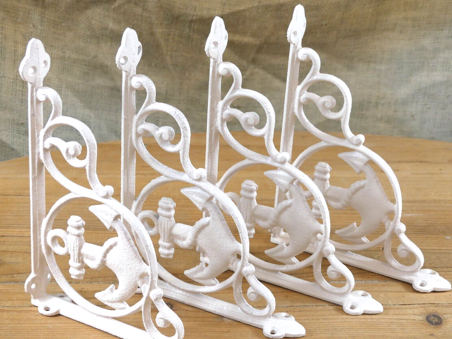 4 Cast Iron Brackets Boat Anchor White