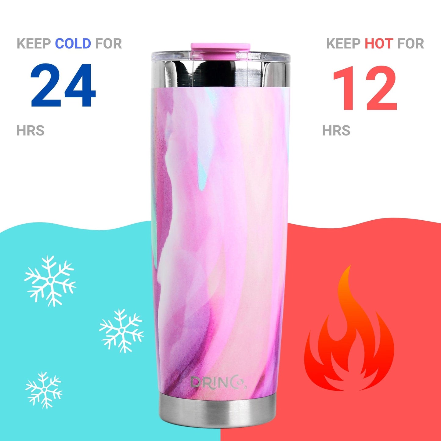 DRINCO® 20oz Insulated Tumbler w/Spill Proof Lid, 2 Straws (Galaxy)
