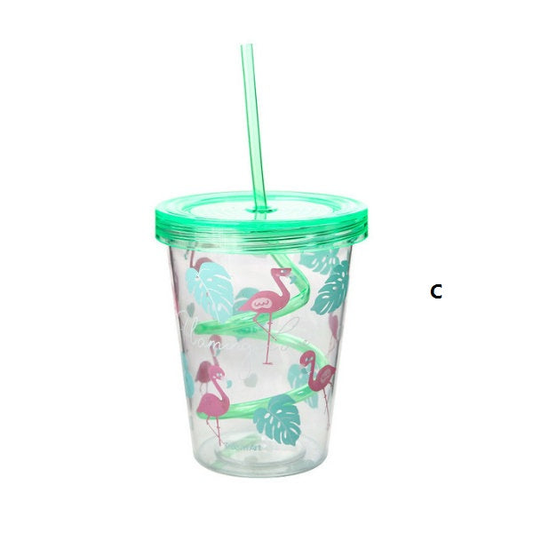Flamingo Plastic Tumbler & Straw