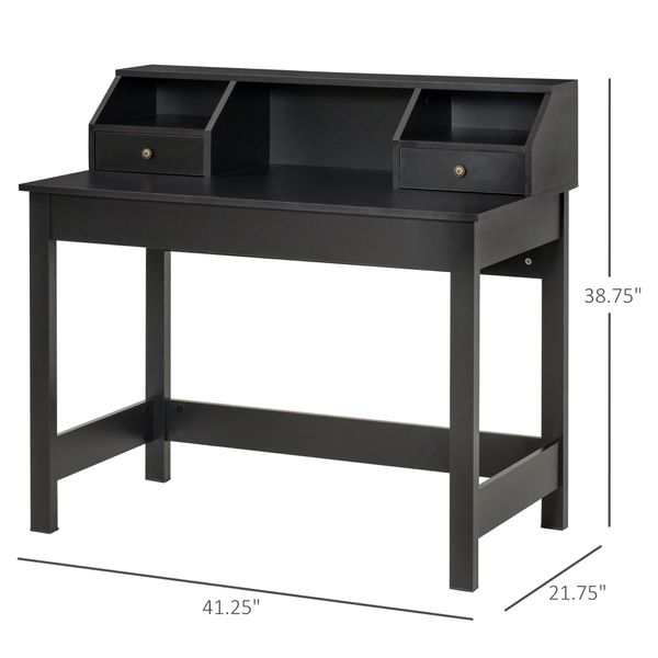 HOMCOM Rectangle Computer Desk with Display Shelves Drawers Home