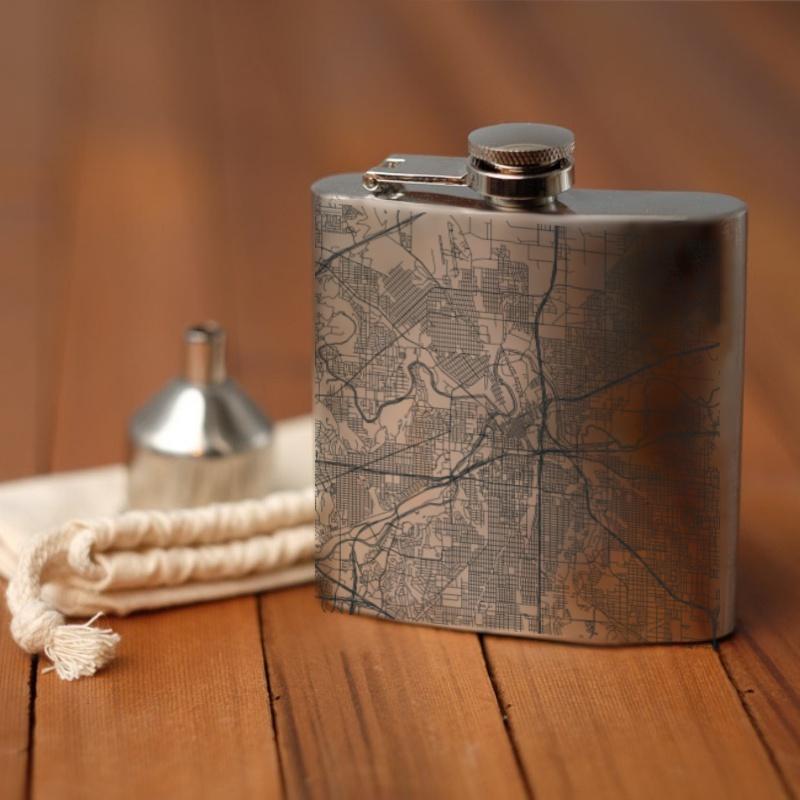 Fort Worth - Texas Map Hip Flask