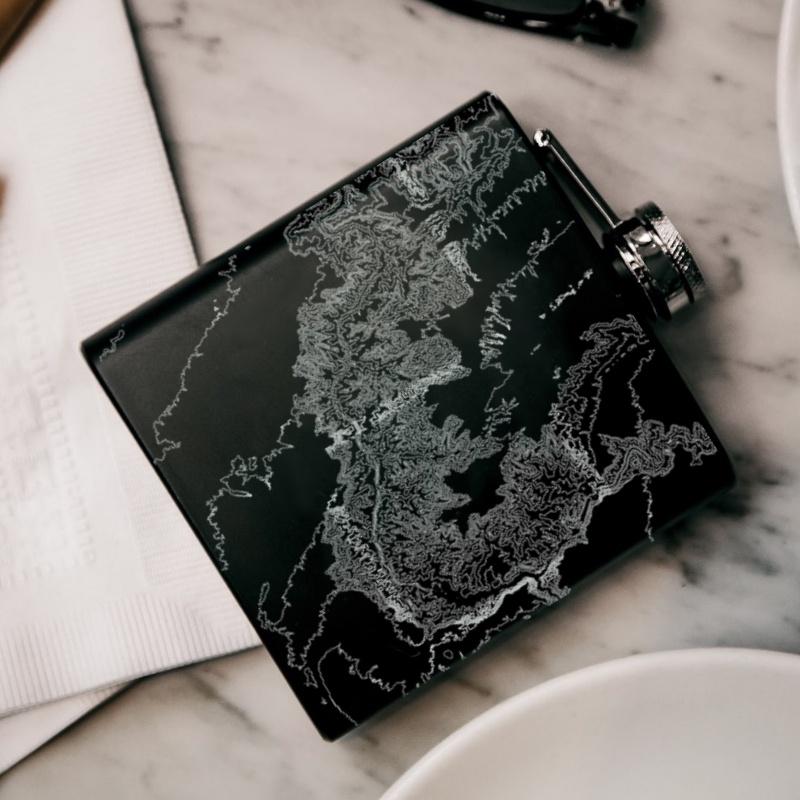 Grand Canyon National Park - Arizona Map Hip Flask in Matte Black