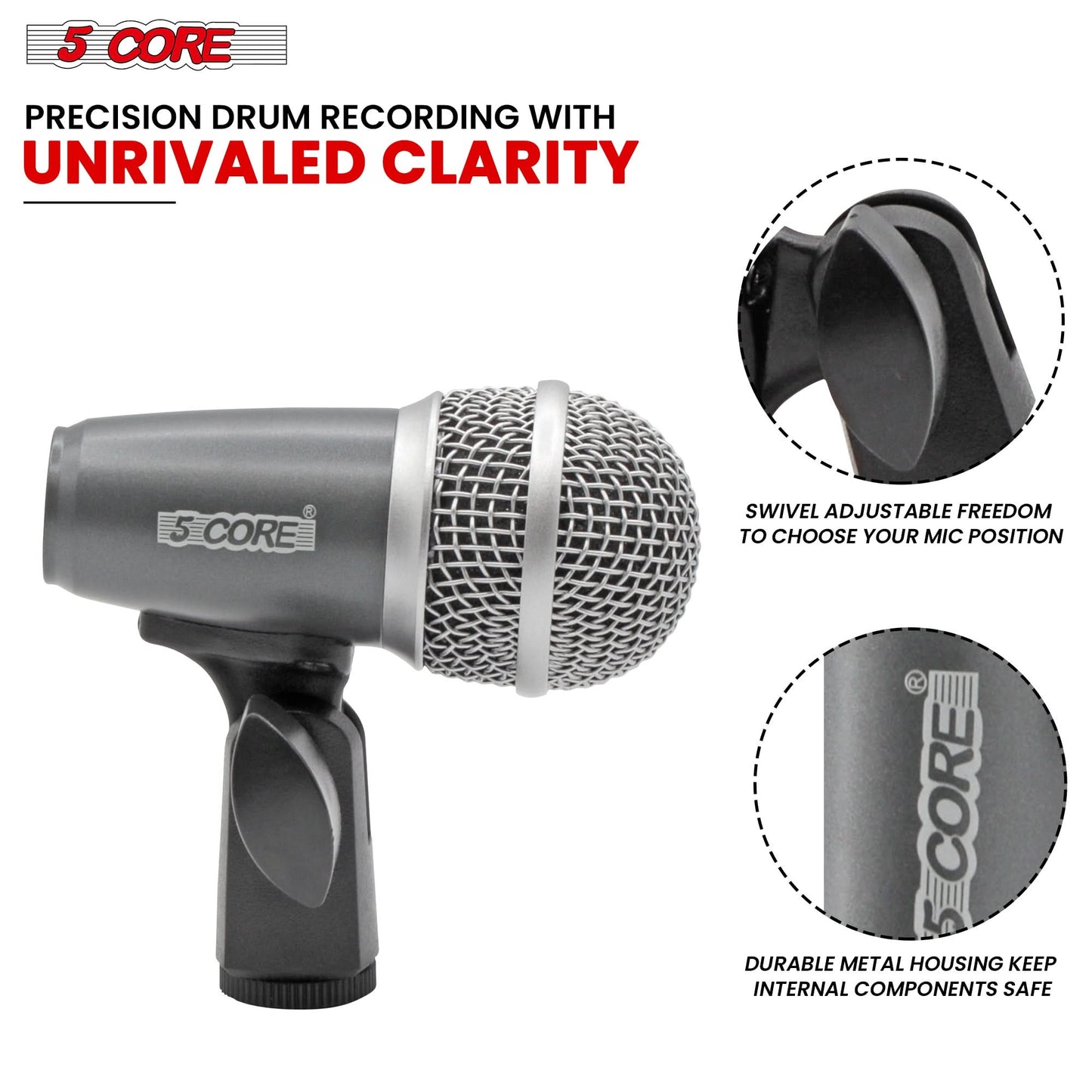 5Core Conga Mic Snare Tom Microphone Drum Kit Condenser XLR Instrument