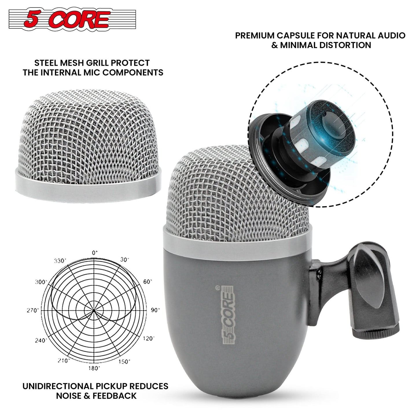 5Core Conga Mic Snare Tom Microphone Drum Kit Condenser XLR Instrument