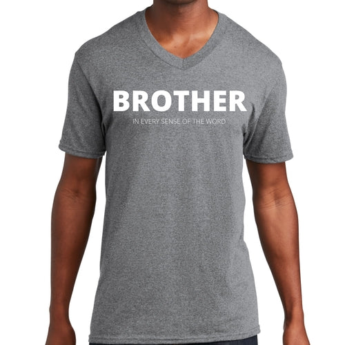 Mens Graphic V-neck T-shirt, Say it Soul, Brother (in Every Sense