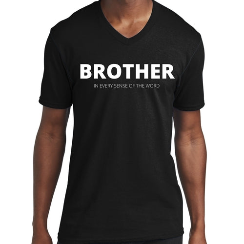 Mens Graphic V-neck T-shirt, Say it Soul, Brother (in Every Sense