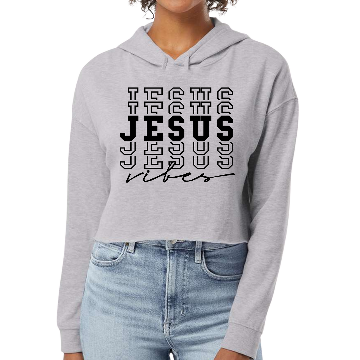 Womens Cropped Hoodie Jesus Vibes