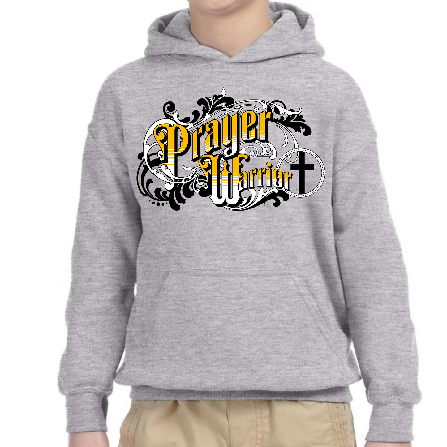 Youth Long Sleeve Hoodie Prayer Warrior Victorian Style Illustration