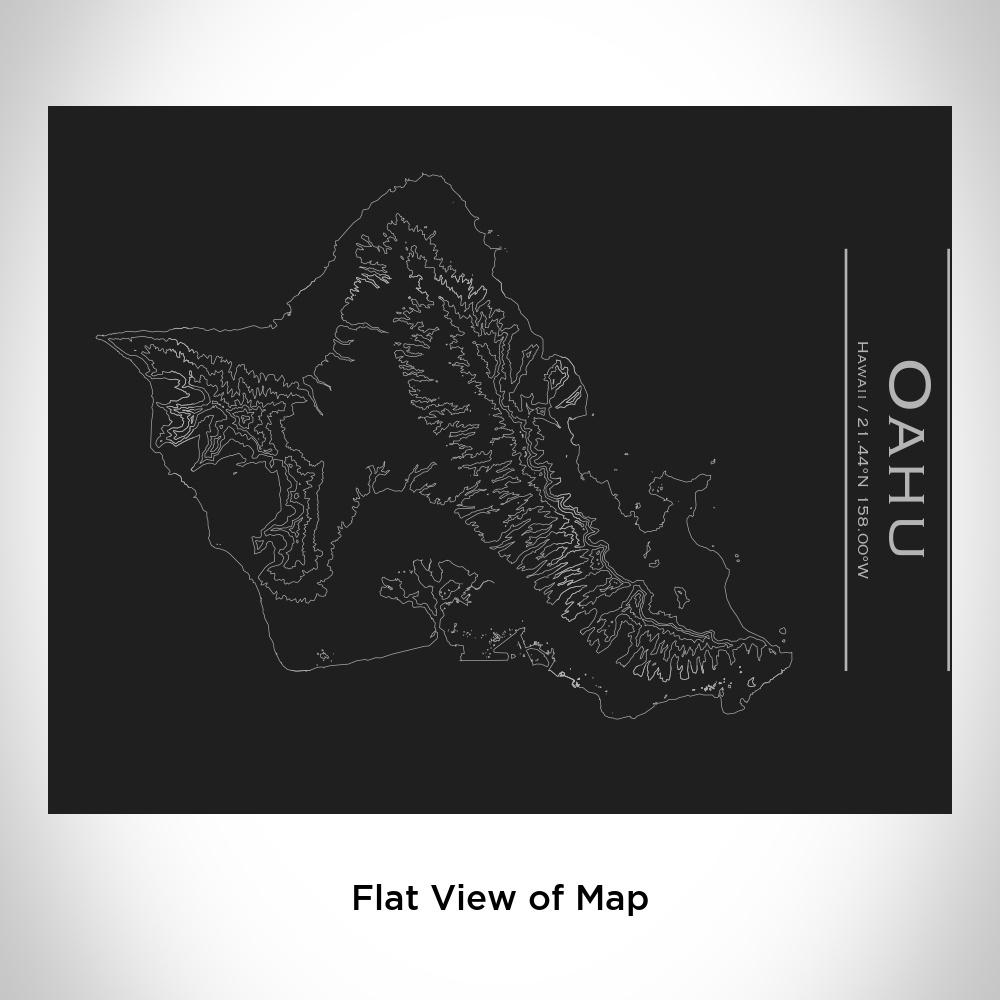 Oahu - Hawaii Map Bottle with Bamboo Top in Matte Black