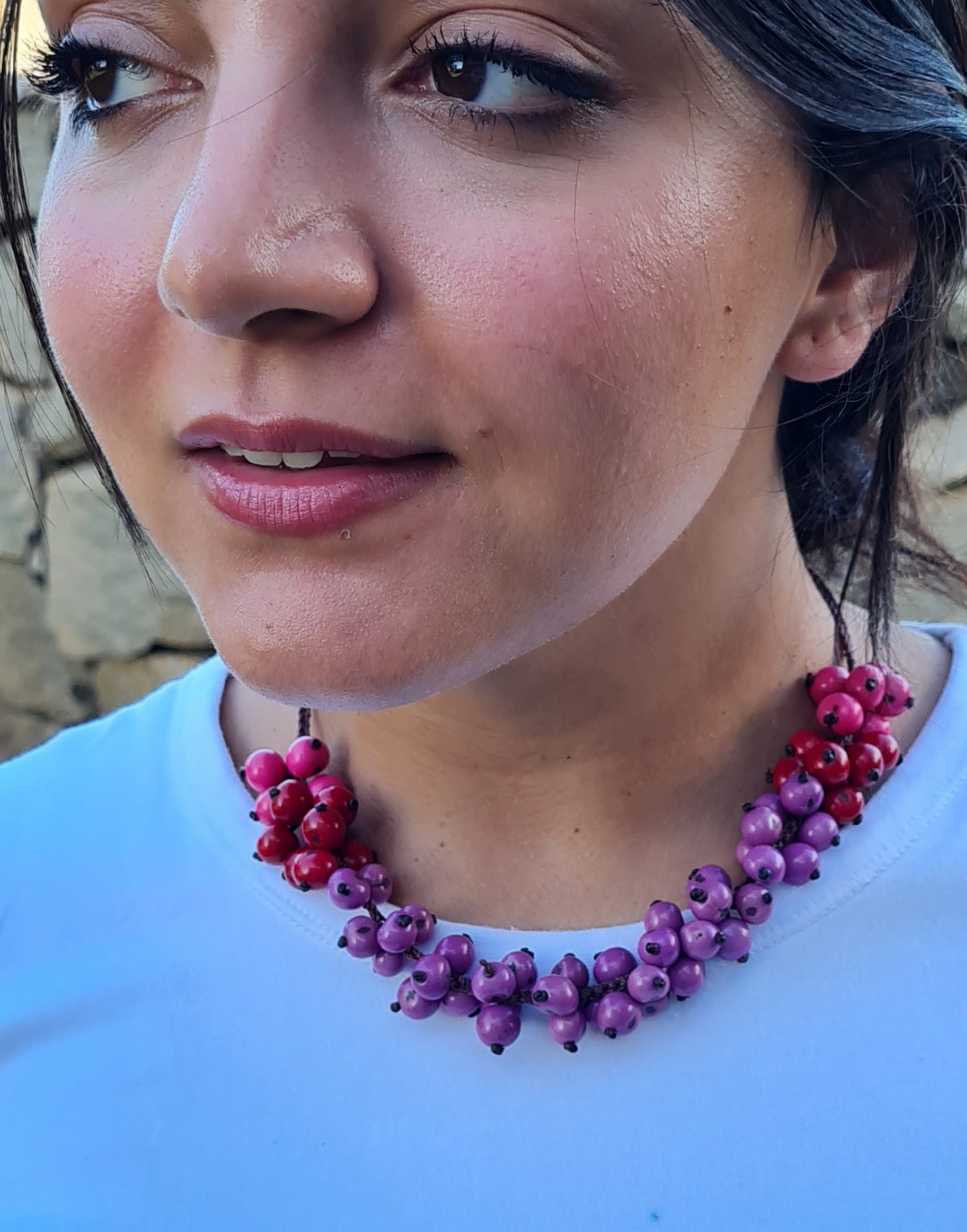 Maria Acai Crochet Necklace - Pink