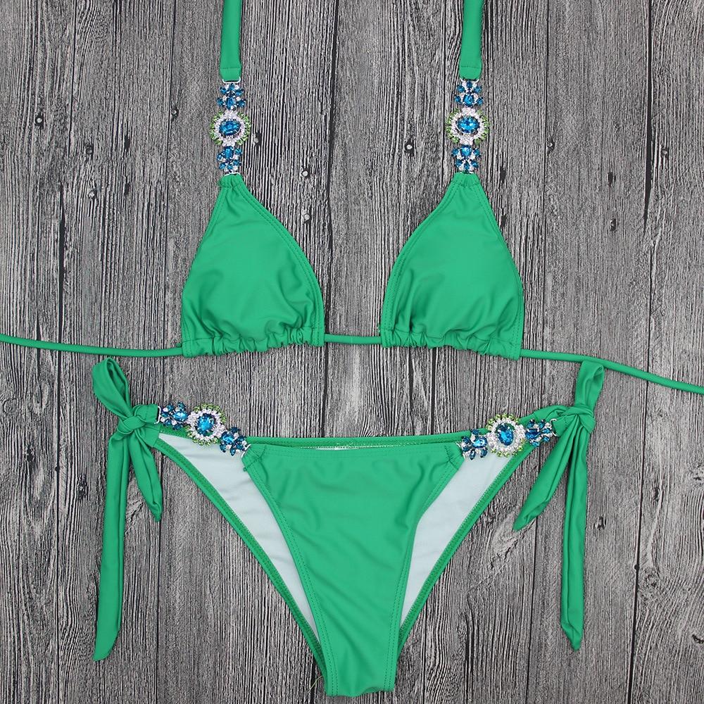 Jeweled Bikini Crochet Jewelry Bikini Set two pieces Swimsuit Crystal