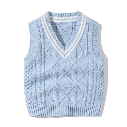 Baby Crochet Knitting Pattern Striped V-Neck Design College Style