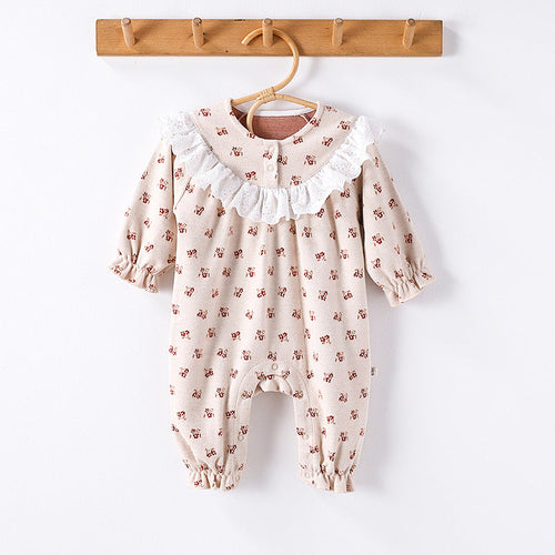 Autumn and Spring New Arrival Baby Girls Simple Floral Pattern Long