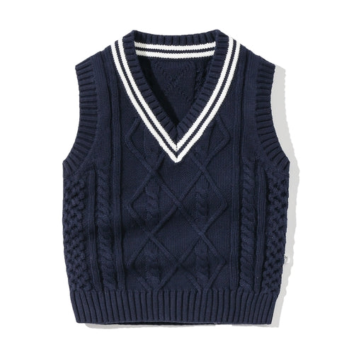 Baby Crochet Knitting Pattern Striped V-Neck Design College Style