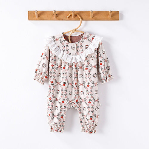 Autumn and Spring New Arrival Baby Girls Simple Floral Pattern Long