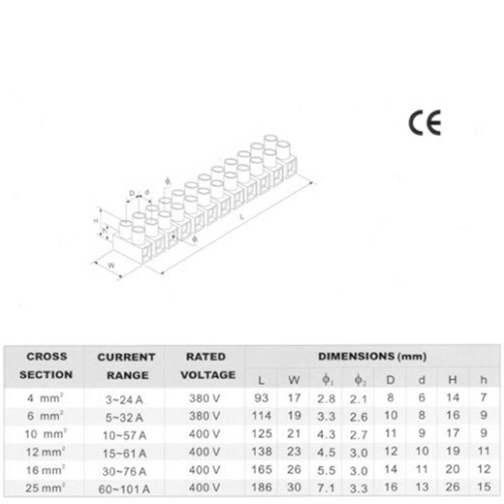 3A-60A Lighting Chock Block Connection 12 Way Electric Wire Terminal