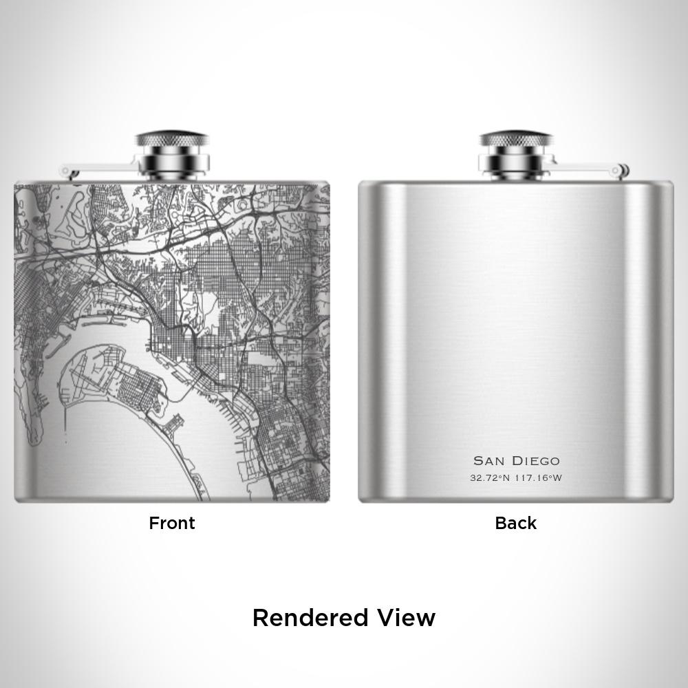 San Diego - California Map Hip Flask
