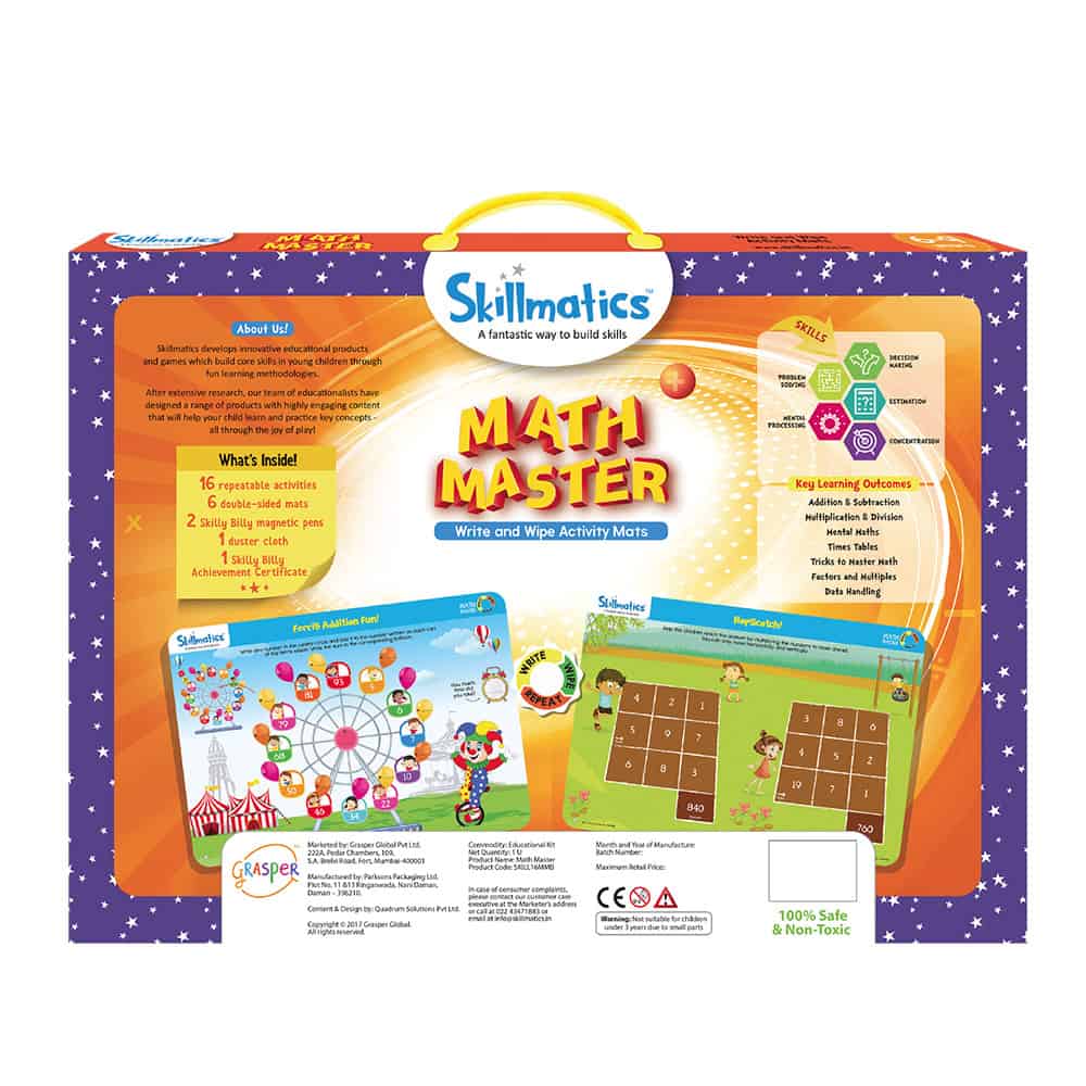 Skillmatics Math Master - Teach Kids Maths In Fun Way - 16 Repeatable