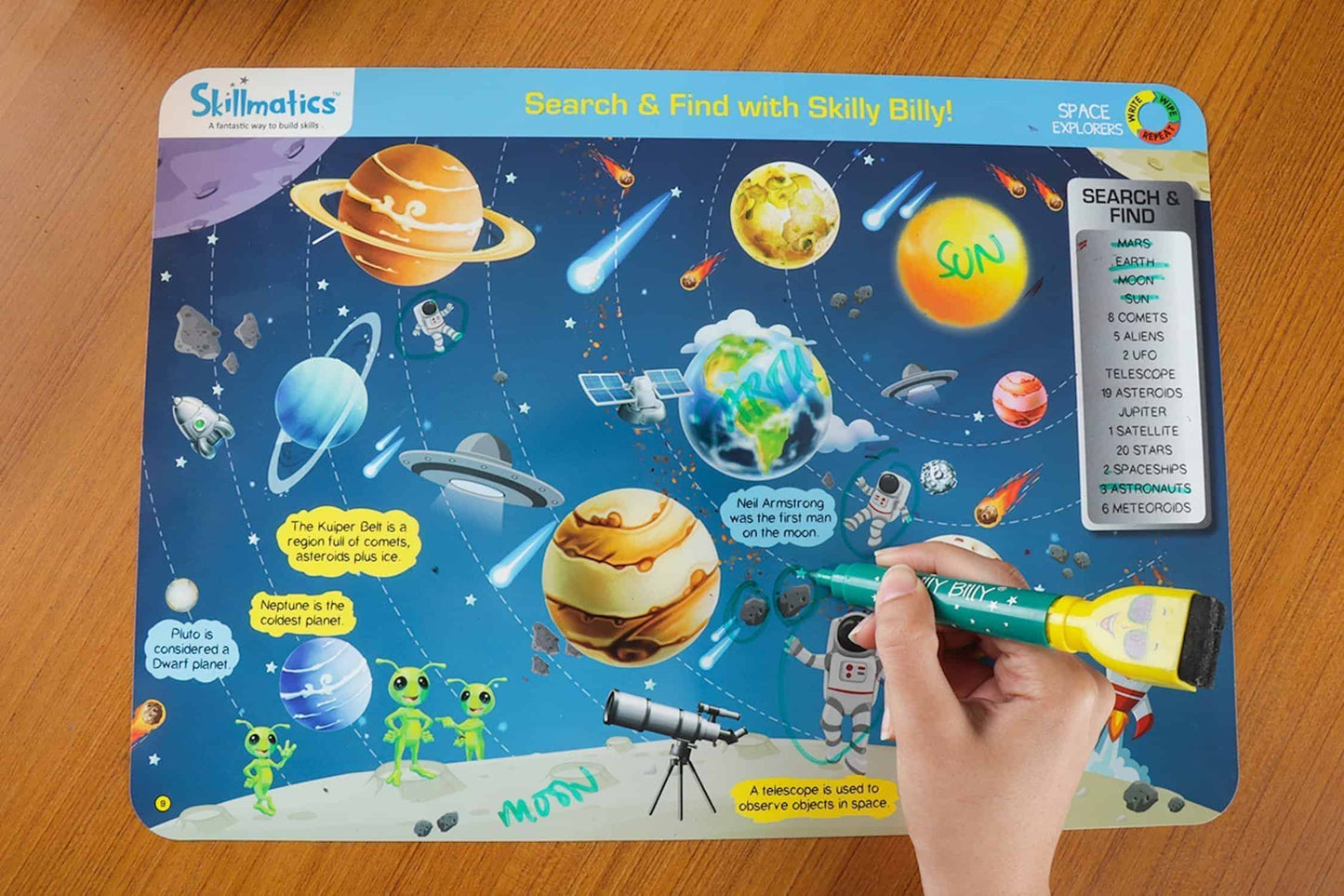 Skillmatics Space Explorers - Teach Kids About Space - Write & Wipe