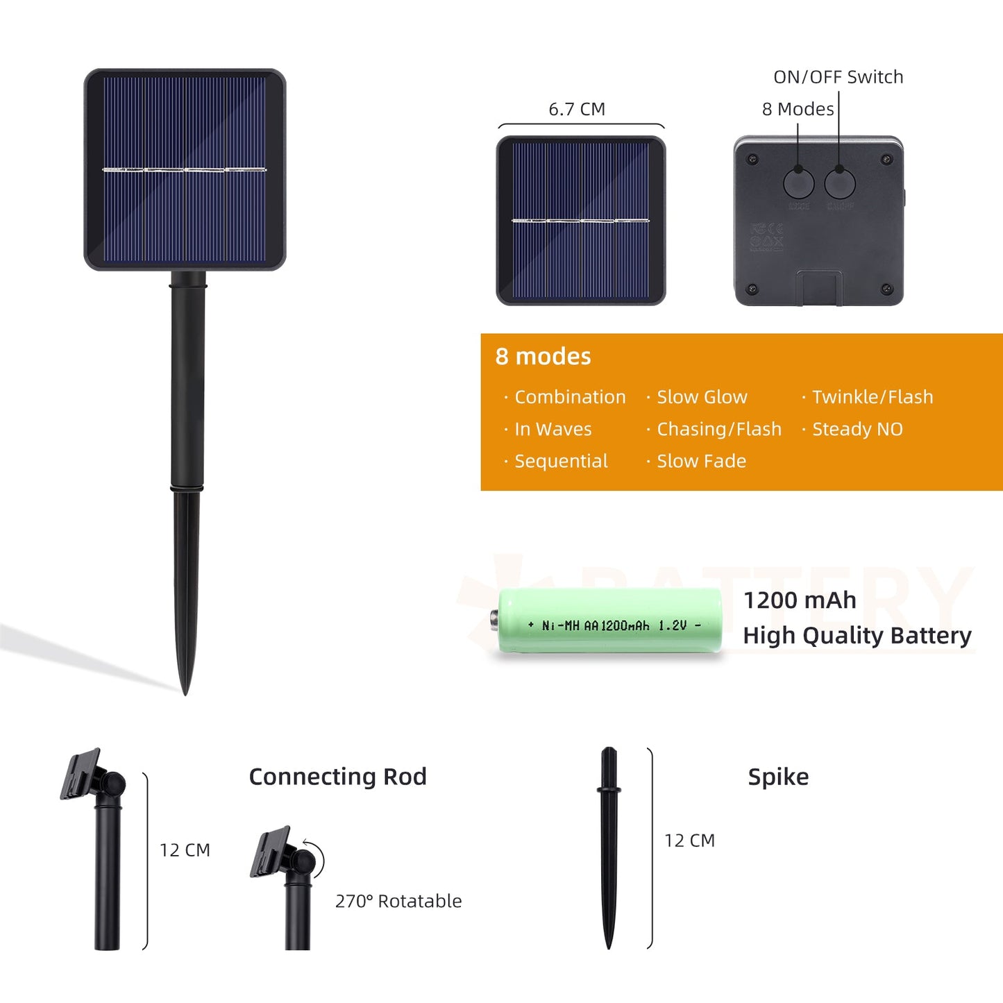 2 Pack 33FT 100 LED Luces Solares Para Exteriores