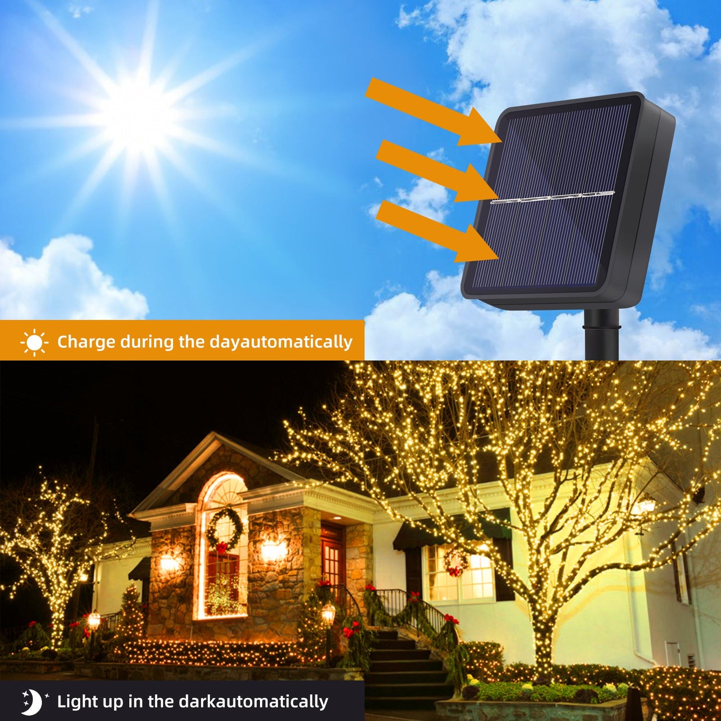2 Pack 33FT 100 LED Luces Solares Para Exteriores