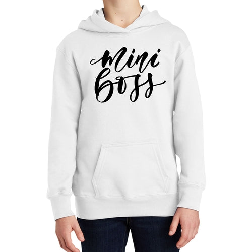 Youth Long Sleeve Hoodie Mini Boss Black Illustration