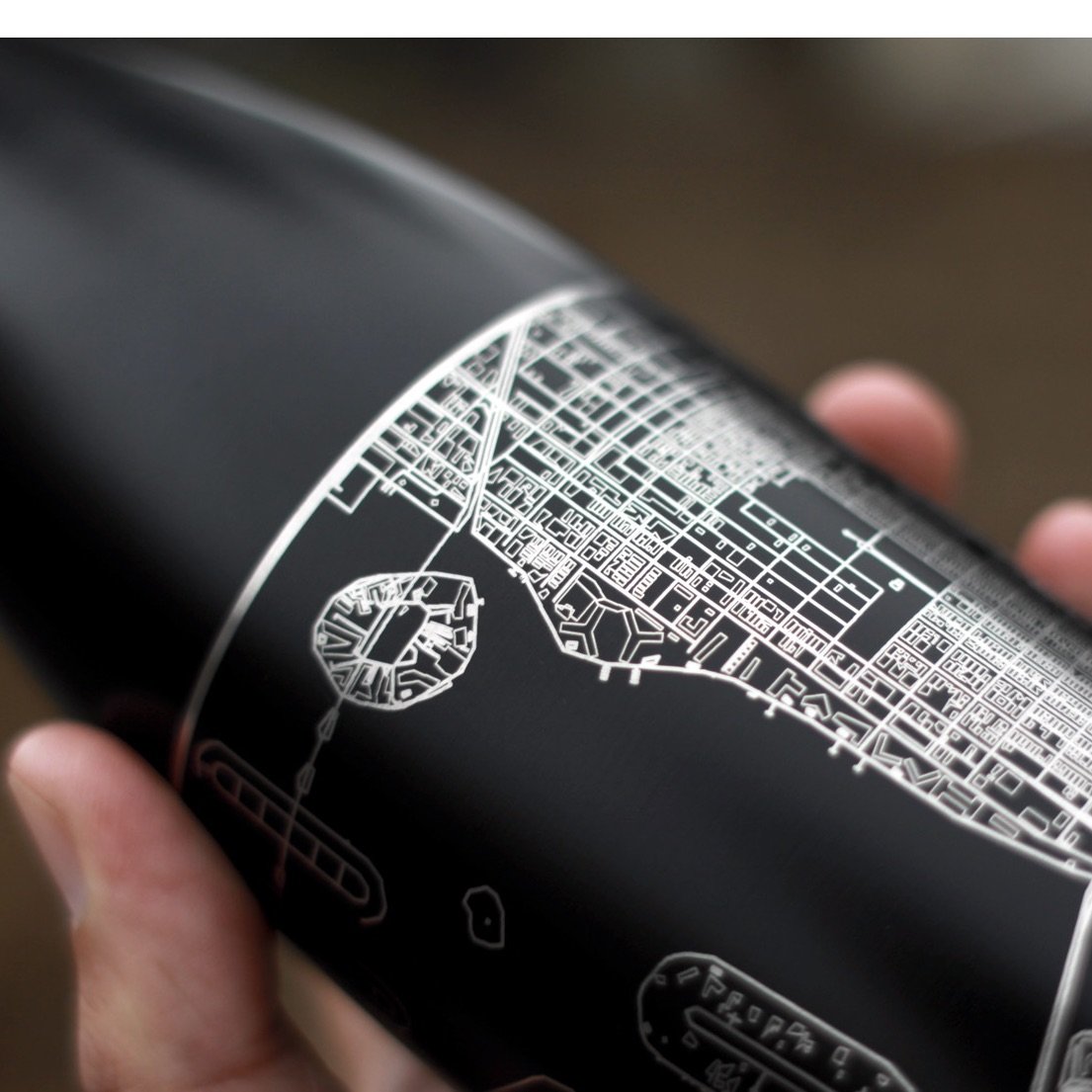 Zion National Park - Utah Map Insulated Bottle in Matte Black