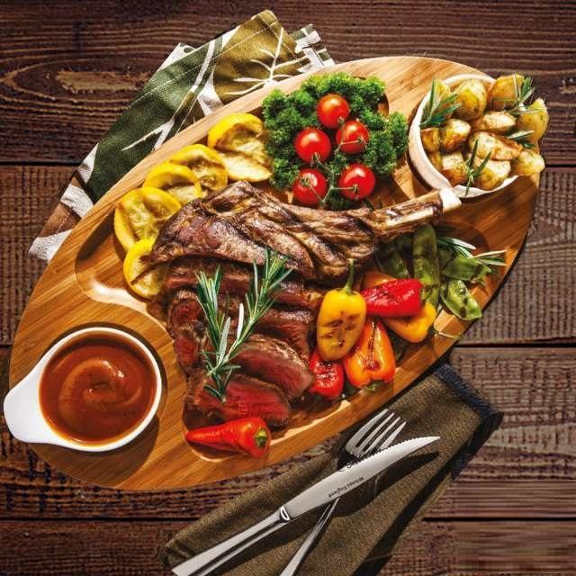 Bamboo 3 Section Platter 18" inch X 10" inch |For Appetizers / Main image