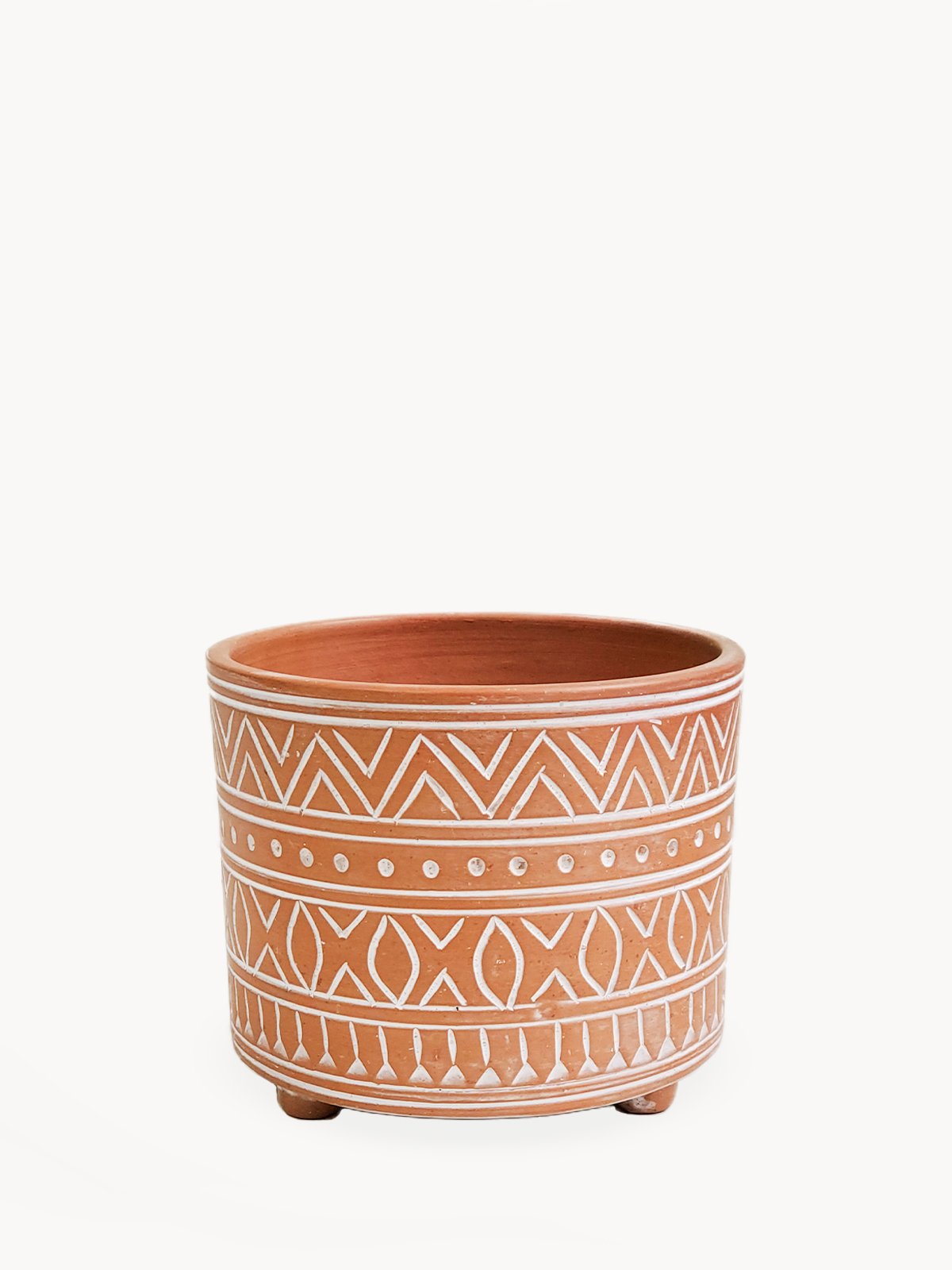 Hand Etched Terracotta Pot - Small