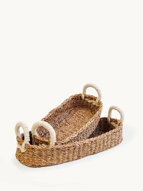 Savar Bread Basket with White Handle