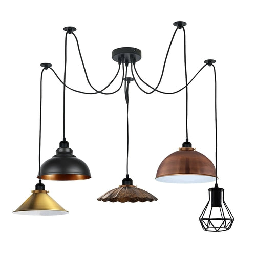 Retro Vintage Chandelier Ceiling Spider Light Industrial Pendant 5 Way