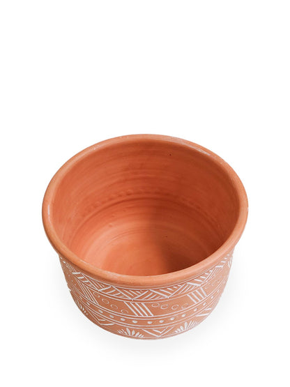 Hand Etched Terracotta Pot - Large