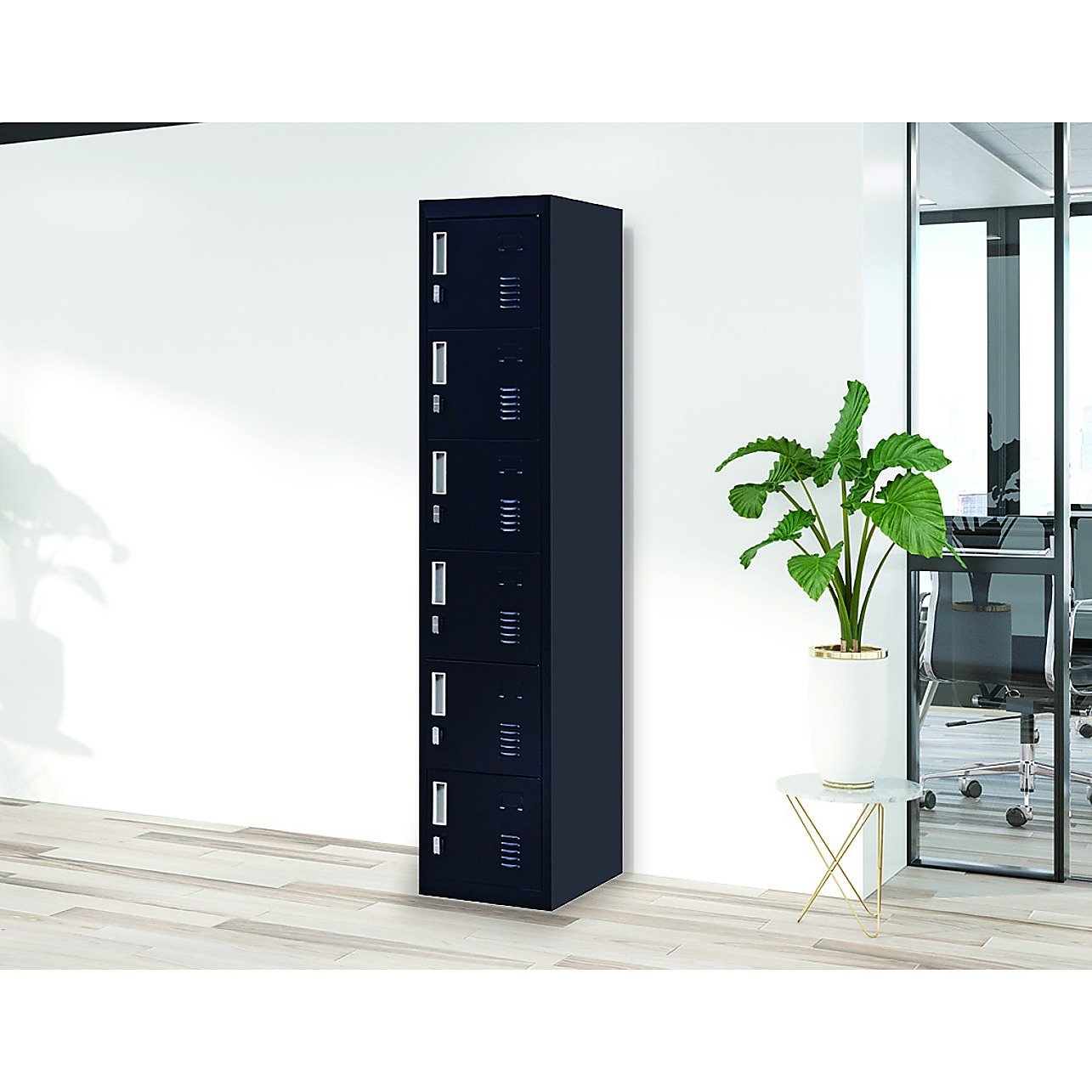 Black 6-Door Locker for Office Gym Shed School Home Storage - Main image