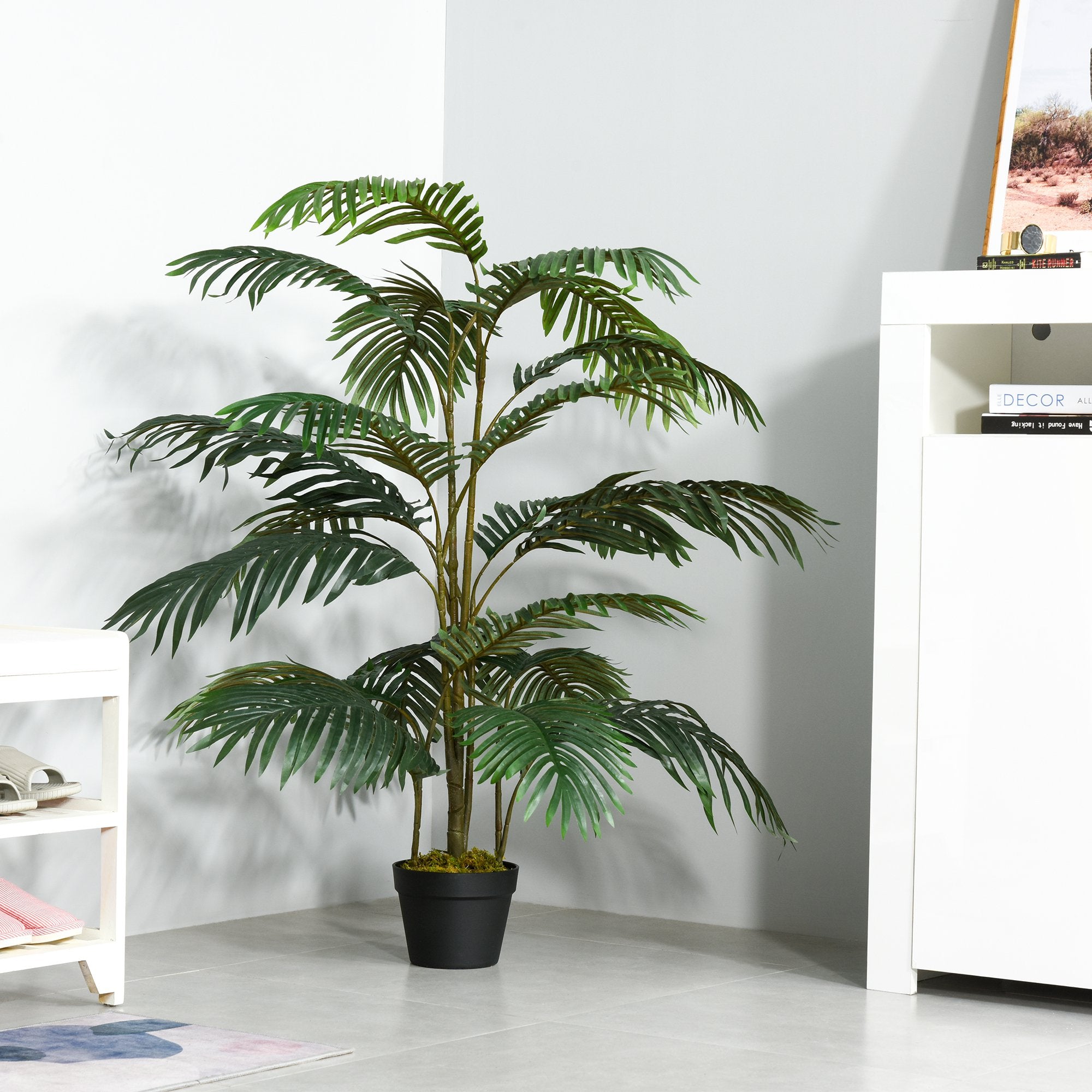 Outsunny 4.6FT Artificial Palm Tree Faux Plant with 20 Leaves in Main image
