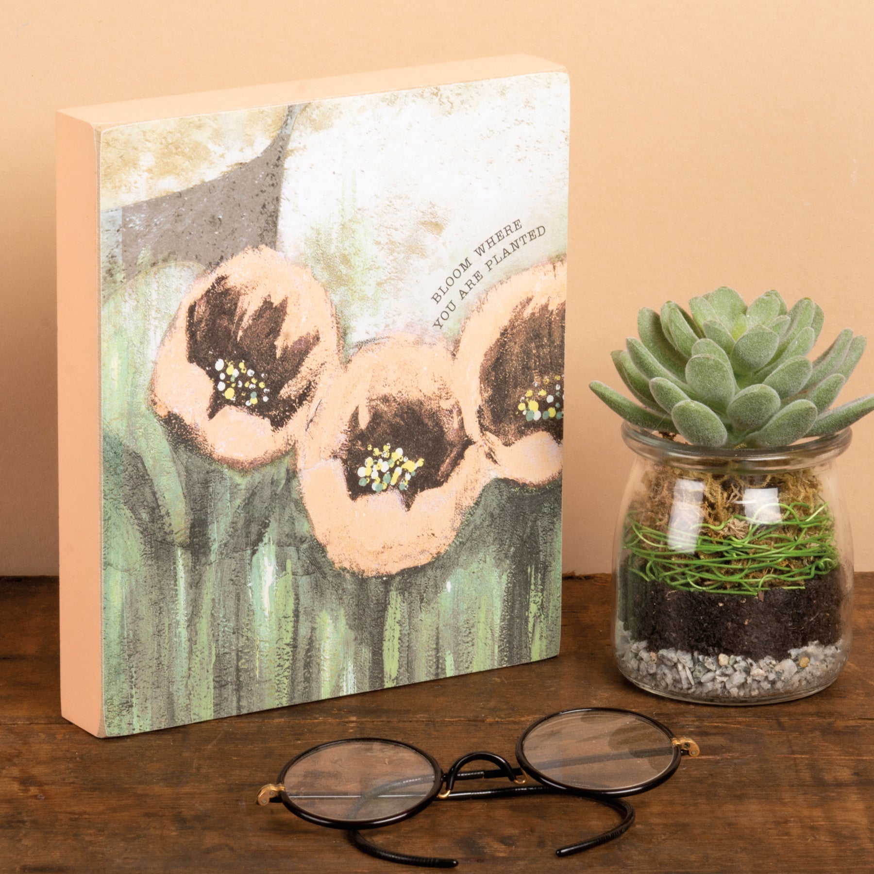 Bloom Where You Are Planted Inspo Block Sign | Floral Designs Wooden Secondary image