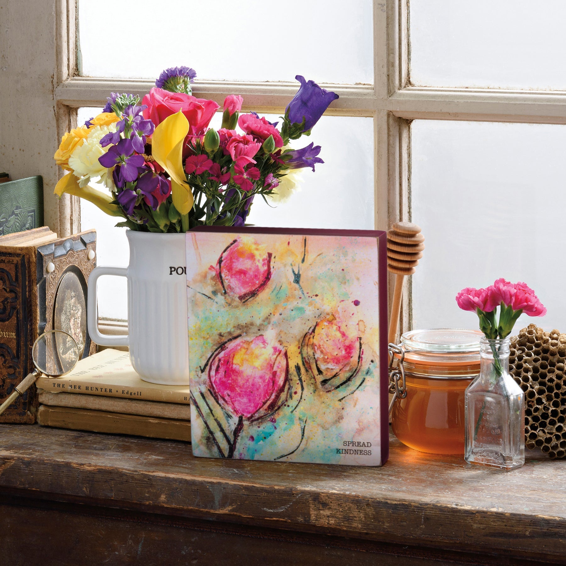 Floral Spread Kindness Inspo Block Sign | Abstract Floral Designs Secondary image