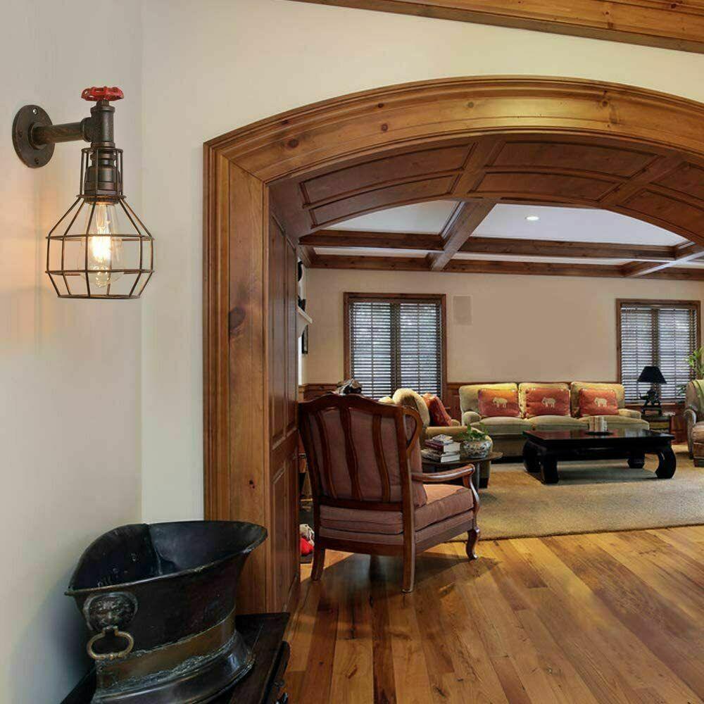 Modern Industrial Retro Vintage Style Pipe Cage Wall Light Wall Lamp Secondary image