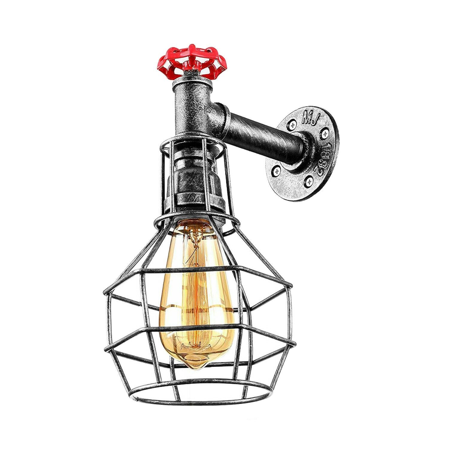 Modern Industrial Retro Vintage Style Pipe Cage Wall Light Wall Lamp Main image