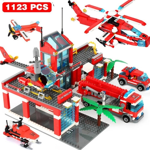 1123pcs Fire Station Classic Model Blocks City